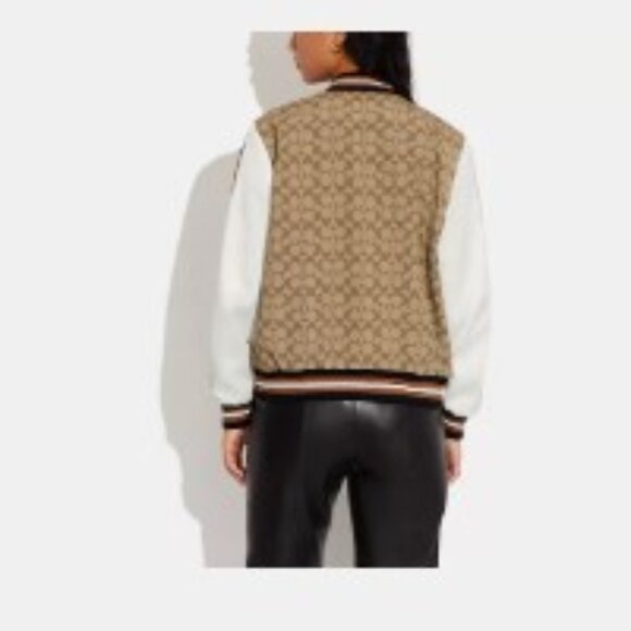 COACH Women's Large, Signature Souvenir Jacket, Khaki - Picture 2 of 3